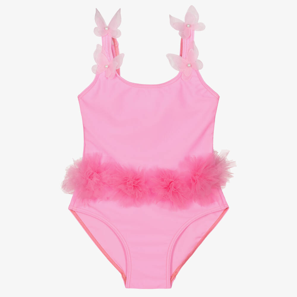 Selini Action-Girls Pink Tulle Flower & Butterfly Swimsuit | Childrensalon Outlet