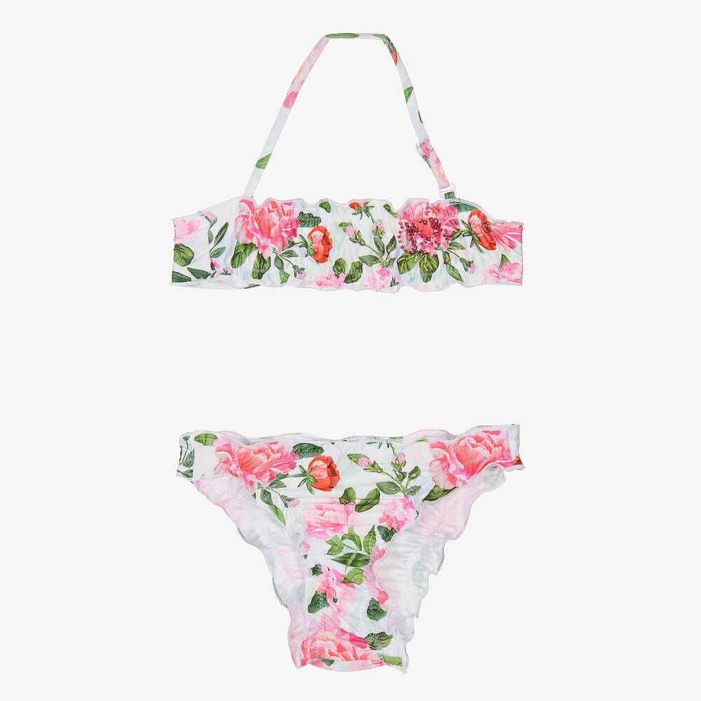 Selini Action-Girls Pink & White Rose Bikini | Childrensalon Outlet