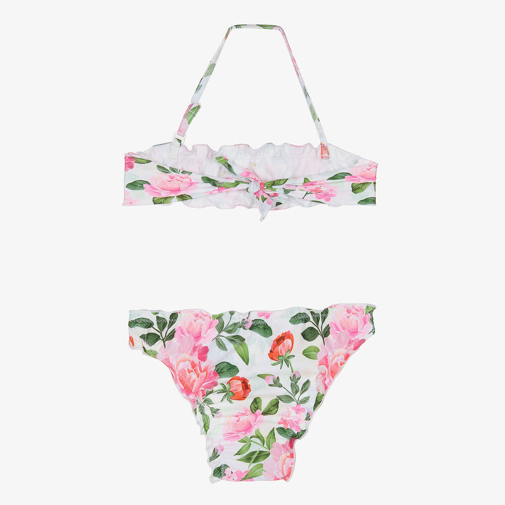 Selini Action-Girls Pink & White Rose Bikini | Childrensalon Outlet
