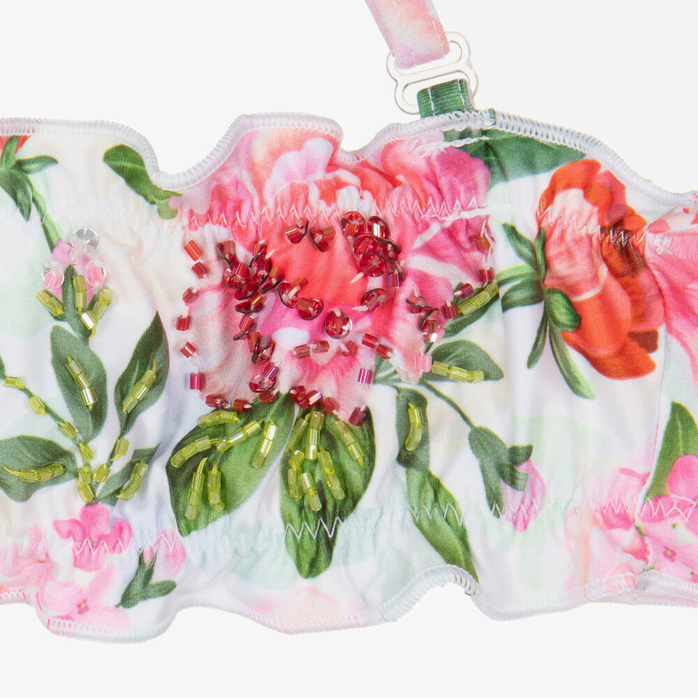 Selini Action-Girls Pink & White Rose Bikini | Childrensalon Outlet