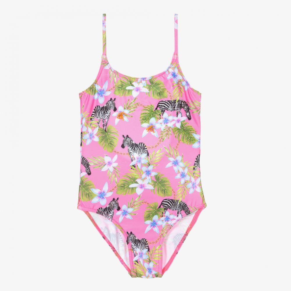 Selini Action Girls Pink Zebra Swimsuit Childrensalon Outlet