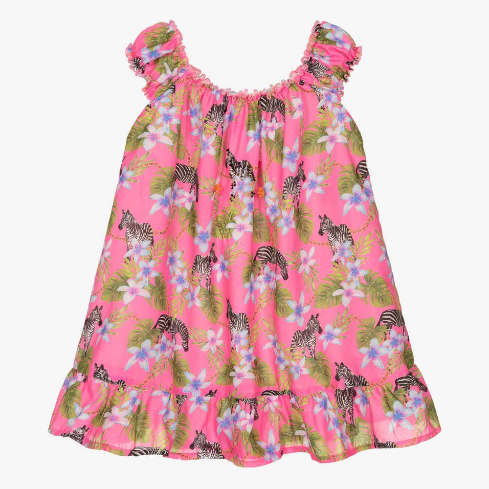 Selini Action - Robe rose Zèbre Fille | Childrensalon