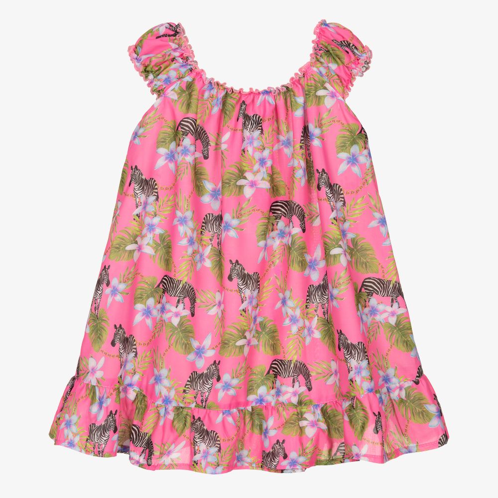 Selini Action Girls Pink Zebras Dress Childrensalon Outlet