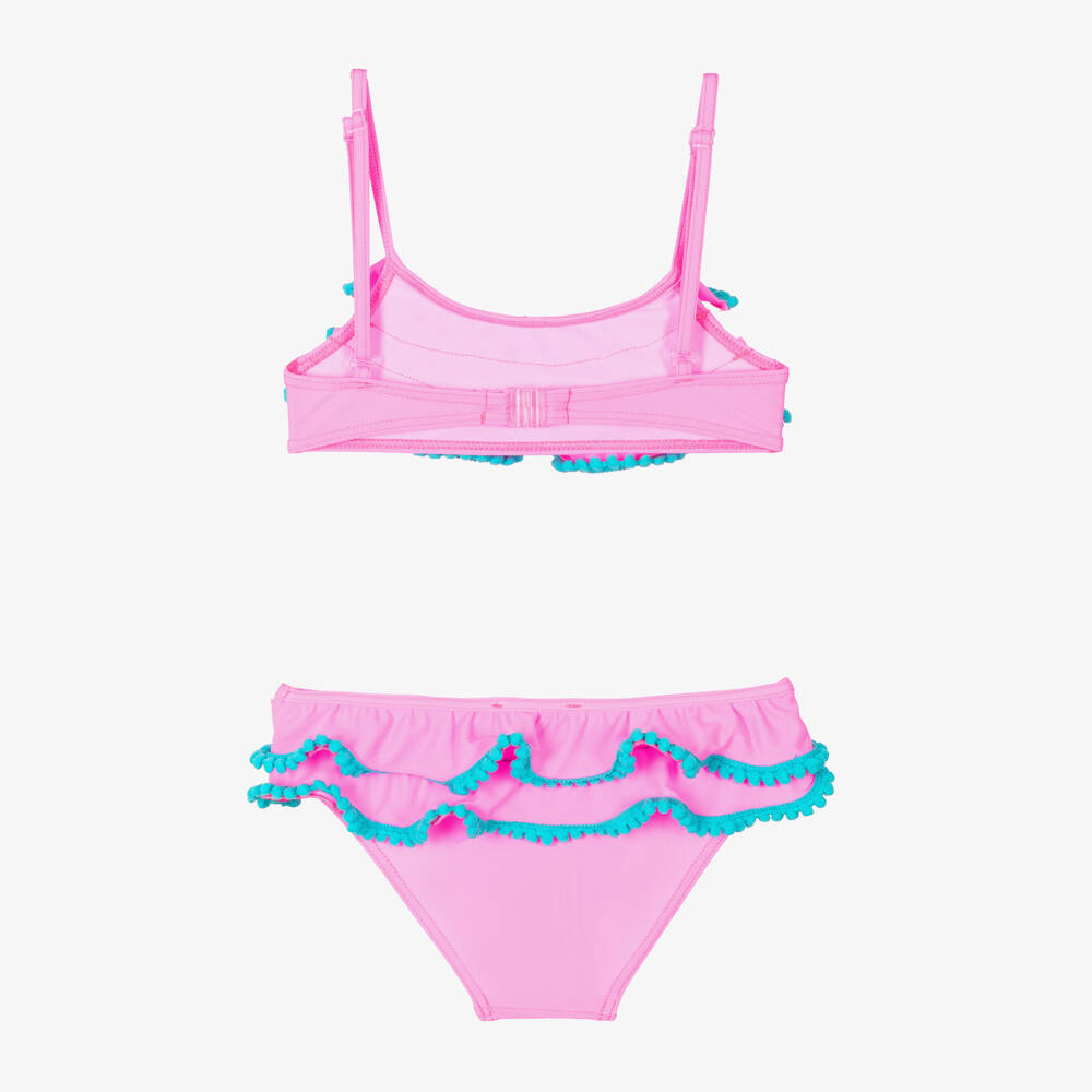 Selini Action-Girls Ruffled Pink Pom-Pom Swimwear | Childrensalon Outlet