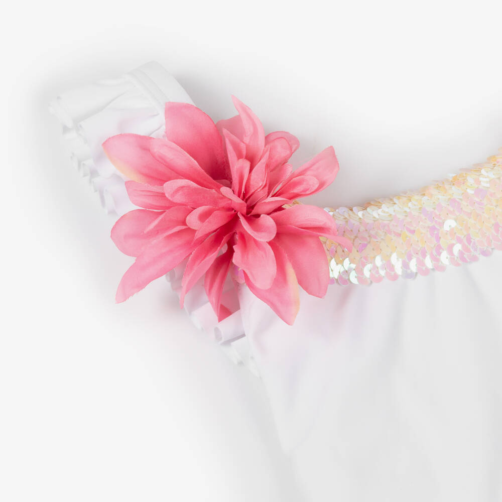 Selini Action-Girls Sequin Floral White Swimsuit | Childrensalon Outlet