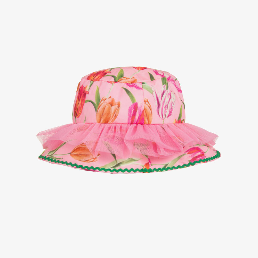 Selini Action-Girls Tulip Patterned Pink Sun Hat | Childrensalon Outlet