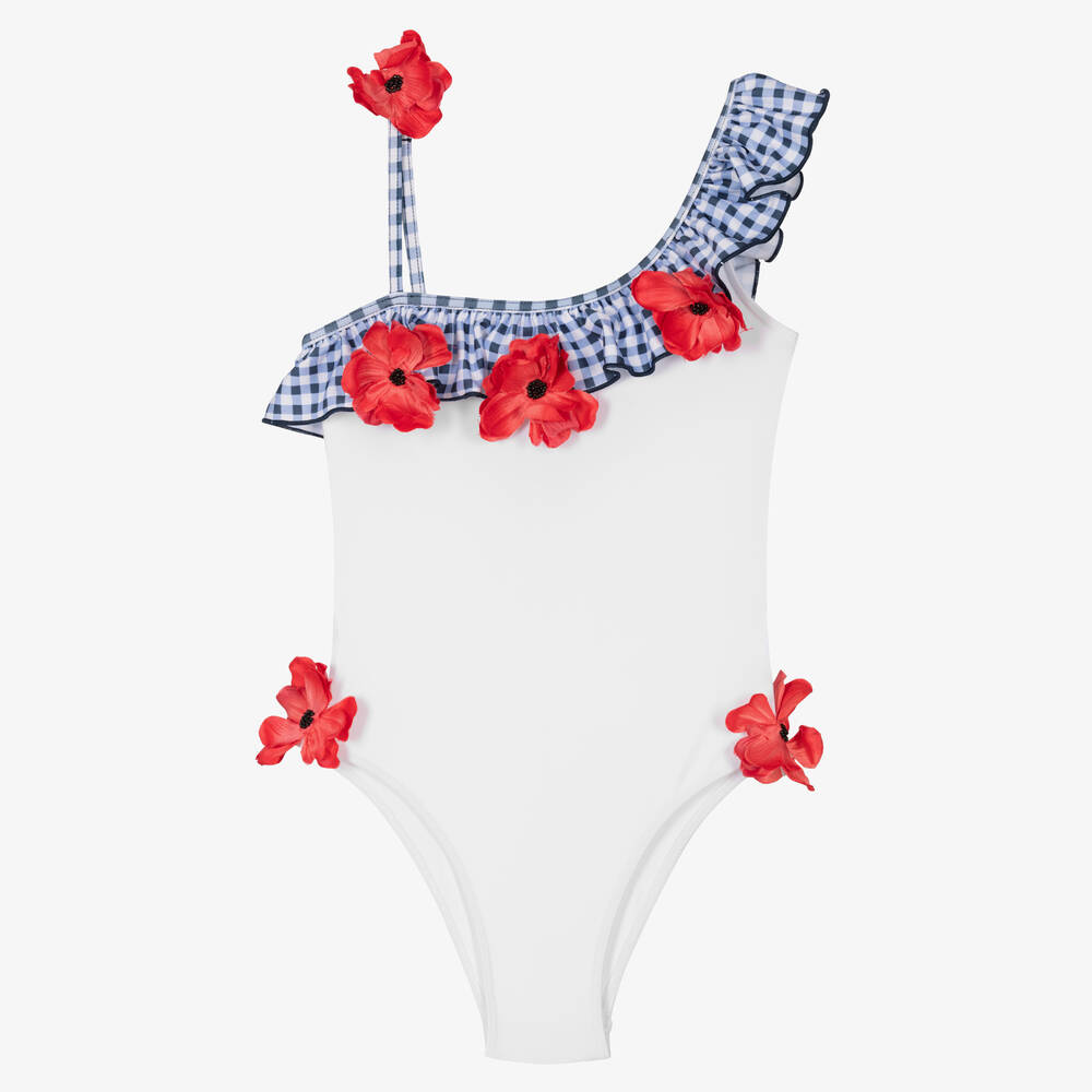 Selini Action - Maillot de bain vichy bleu et blanc | Childrensalon