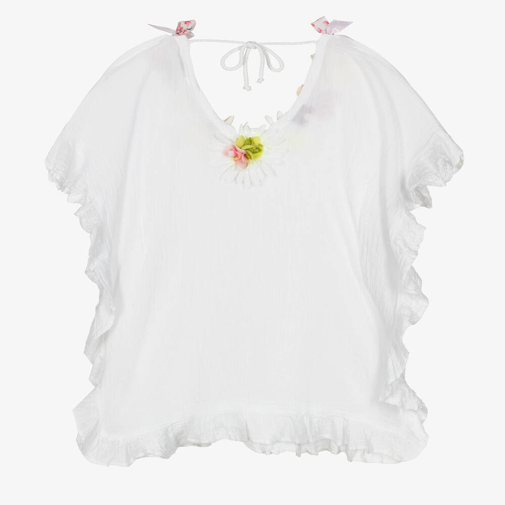 Selini Action-قفطان قطن لون أبيض للبنات | Childrensalon Outlet