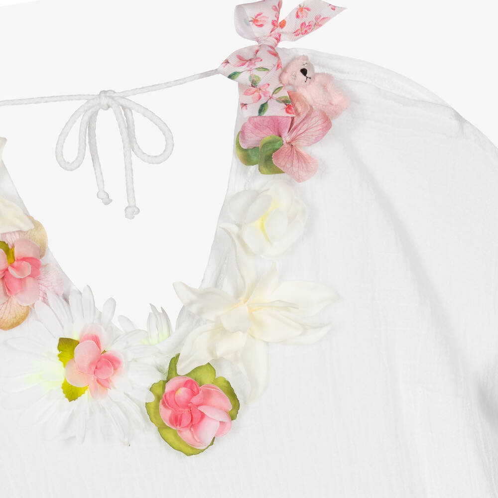 Selini Action-قفطان قطن لون أبيض للبنات | Childrensalon Outlet