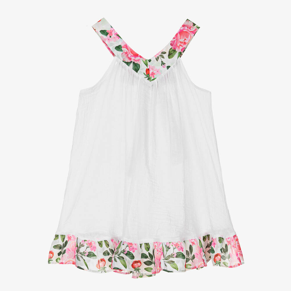 Selini Action-فستان شاطئ قطن بوبلين لون أبيض | Childrensalon Outlet