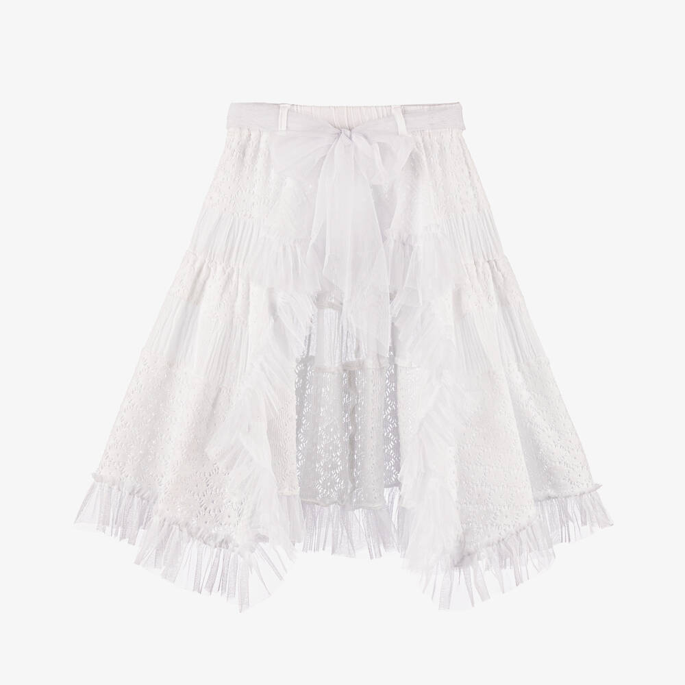 Selini Action-Girls White Cotton & Tulle Beach Skirt | Childrensalon Outlet
