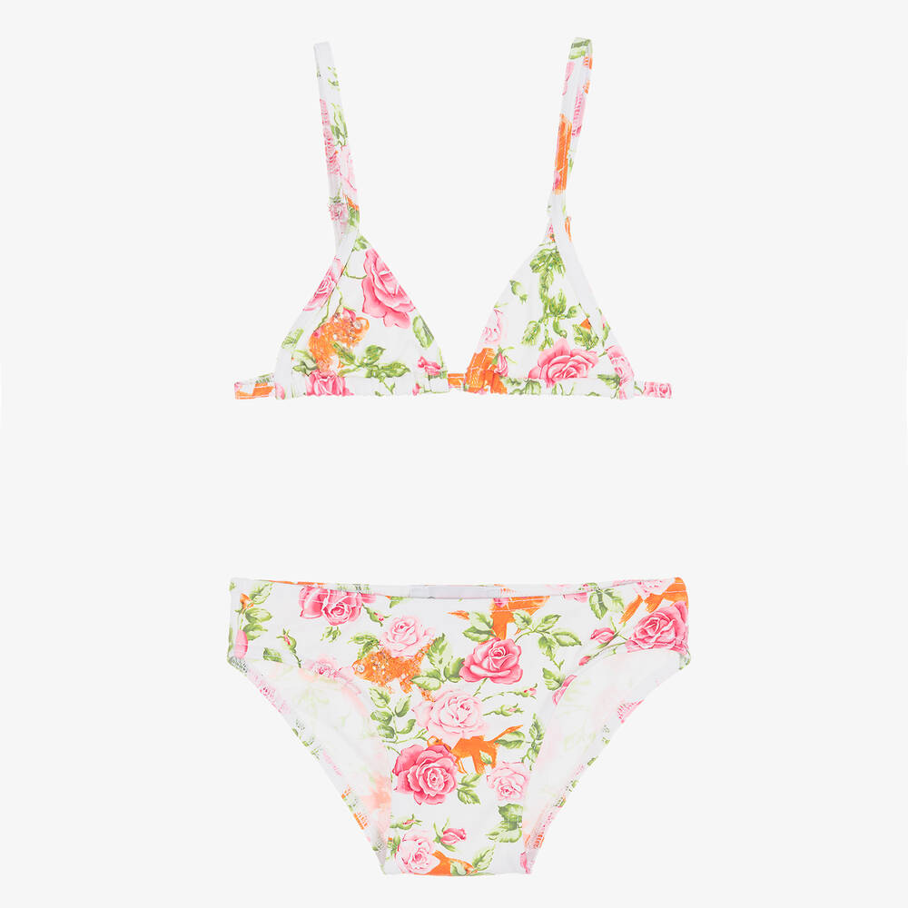 Selini Action - Girls White Floral Bikini | Childrensalon