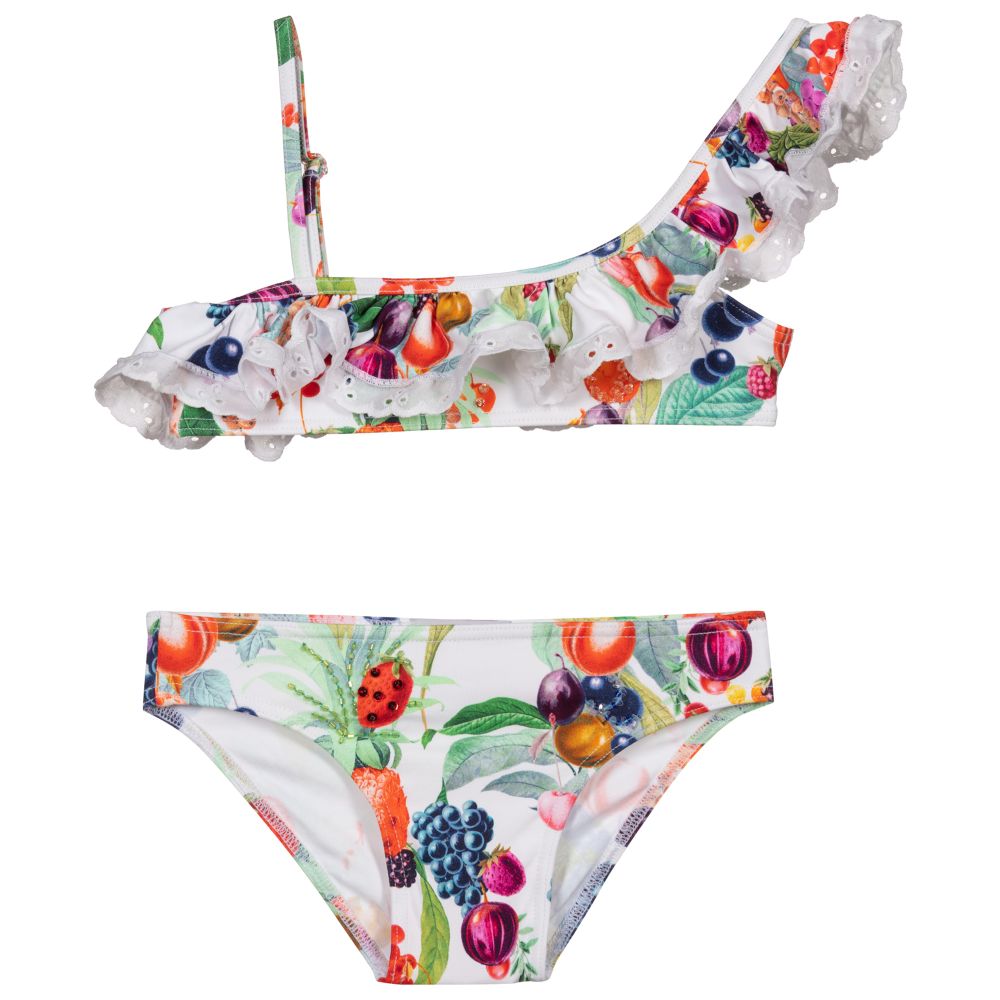 Selini Action - Girls White Fruit Print Bikini | Childrensalon