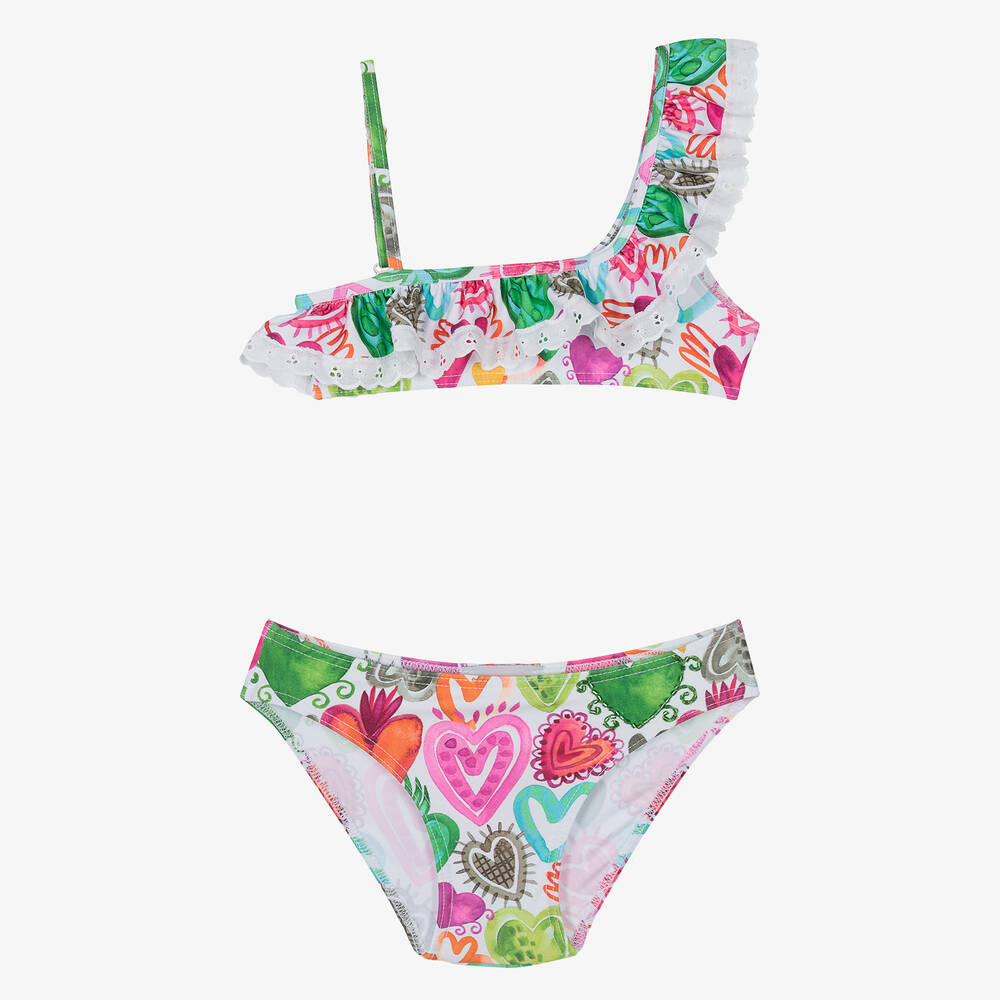 Selini Action-Girls White Heart Print Bikini | Childrensalon Outlet