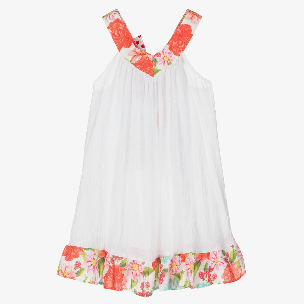 Selini Action-Бело-красное пляжное платье из марлевого хлопка | Childrensalon Outlet