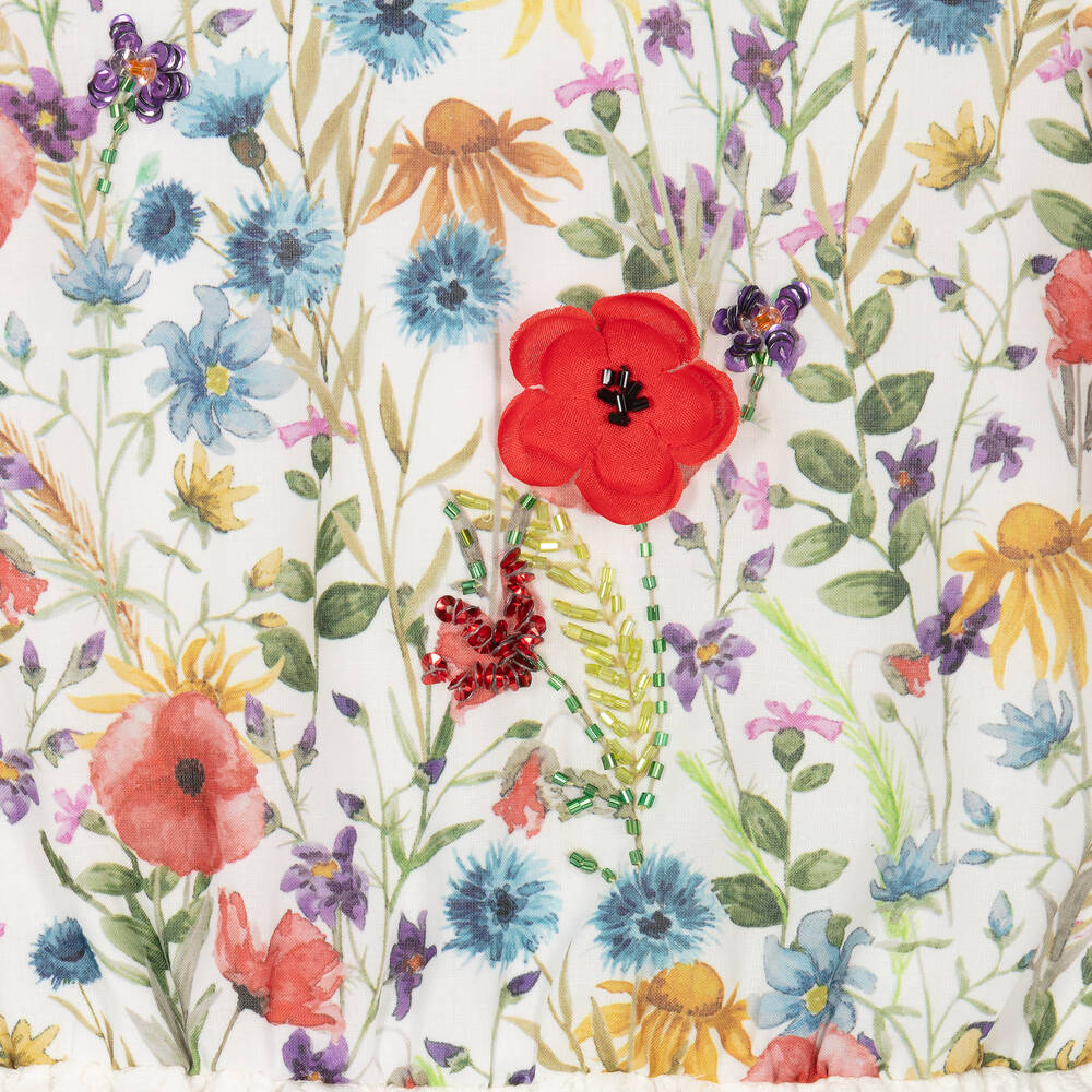 Selini Action-Girls White Tiered Floral Ruffle Dress | Childrensalon Outlet