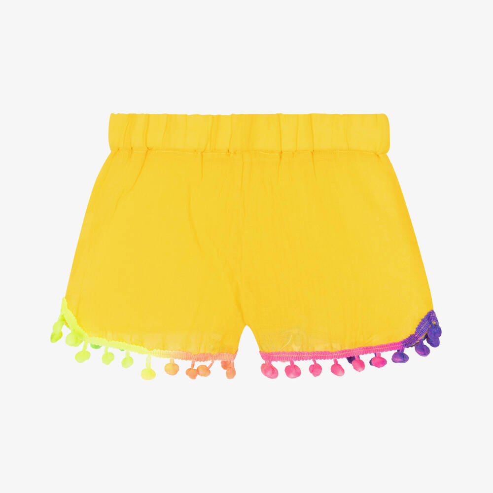 Selini Action-Girls Yellow Cotton Pom-Pom Shorts | Childrensalon Outlet