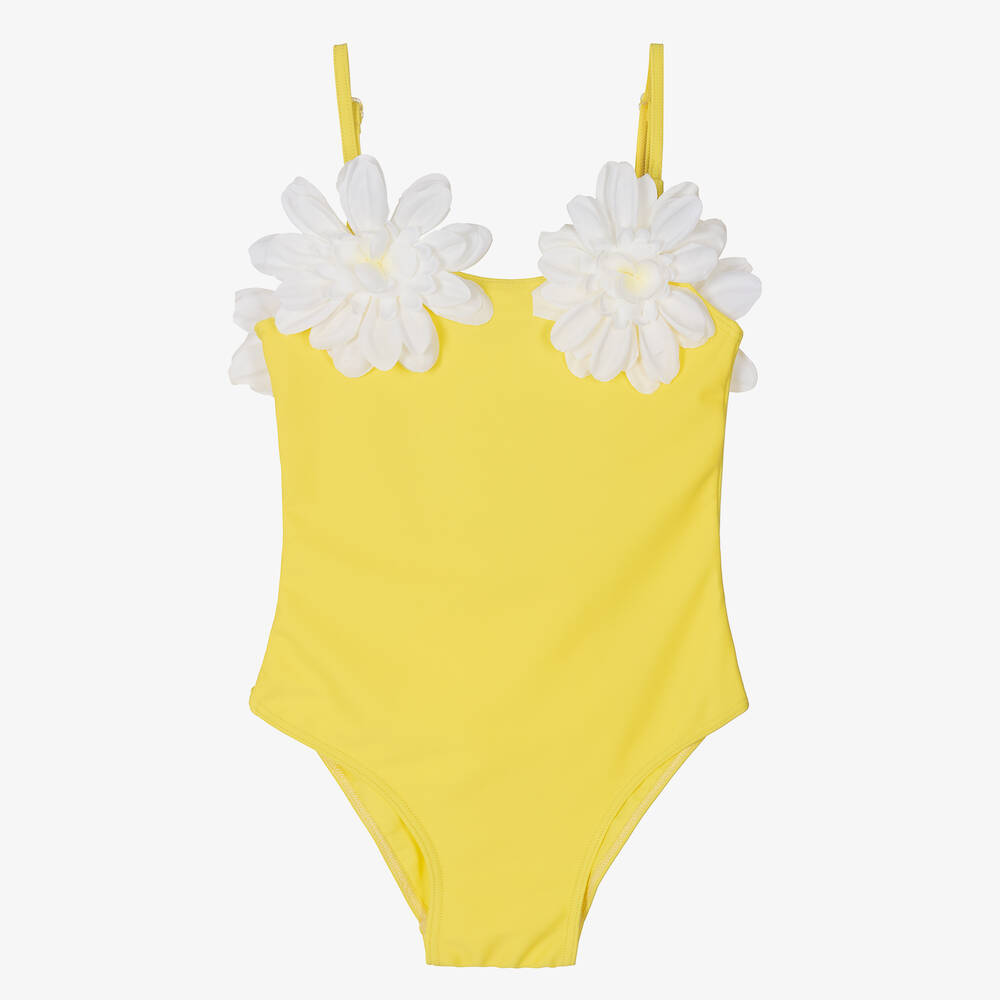 Selini Action-Girls Yellow Flower Appliqué Swimsuit | Childrensalon Outlet