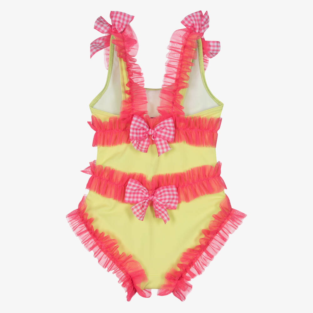 Selini Action-Girls Yellow & Pink Tulle Swimsuit | Childrensalon Outlet