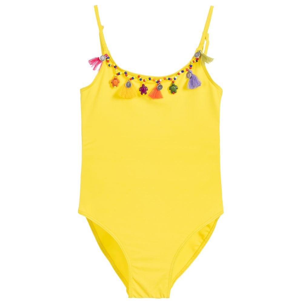Selini Action - Girls Yellow Tassel Swimsuit | Childrensalon