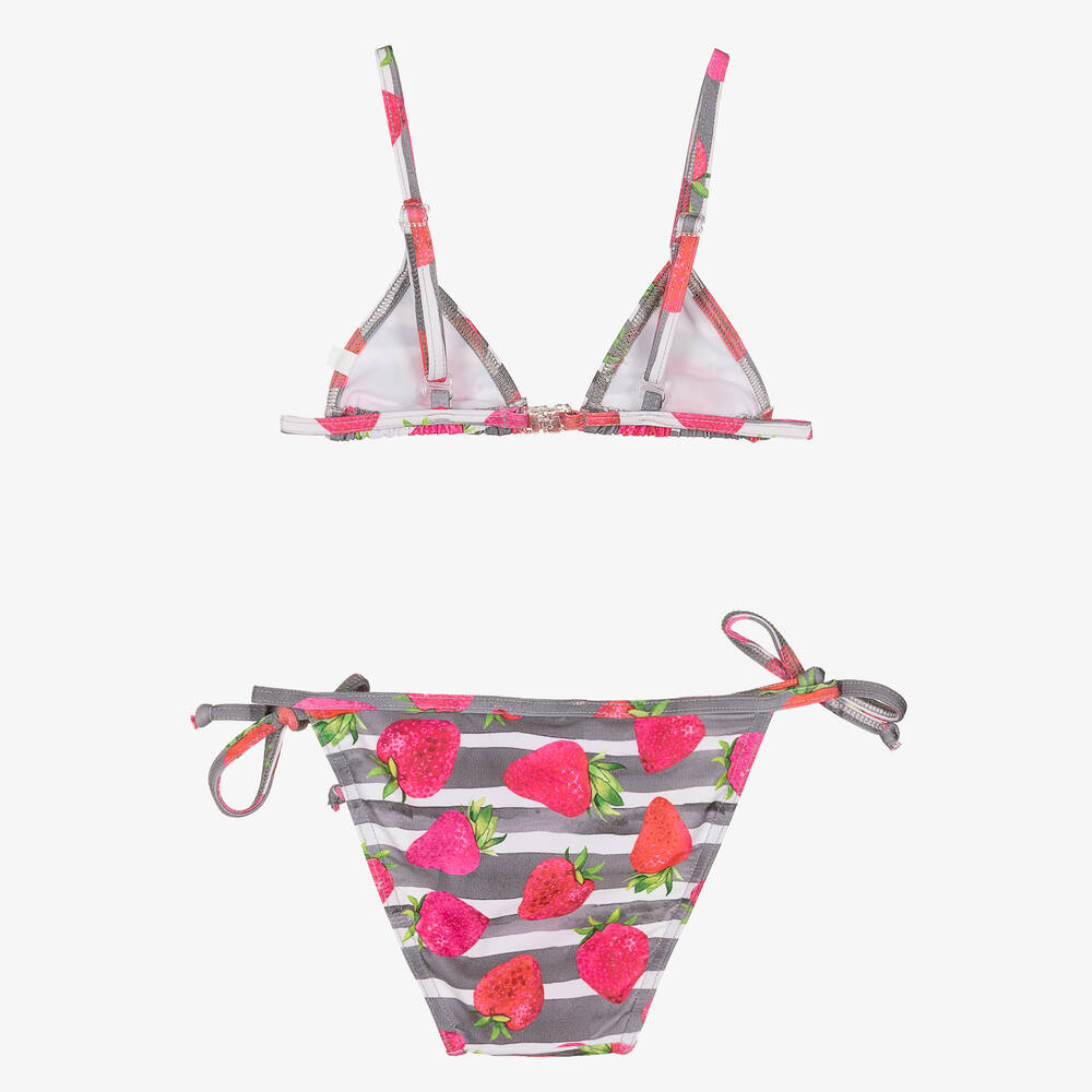 Selini Action-Grey Stripe Strawberry Bikini | Childrensalon Outlet