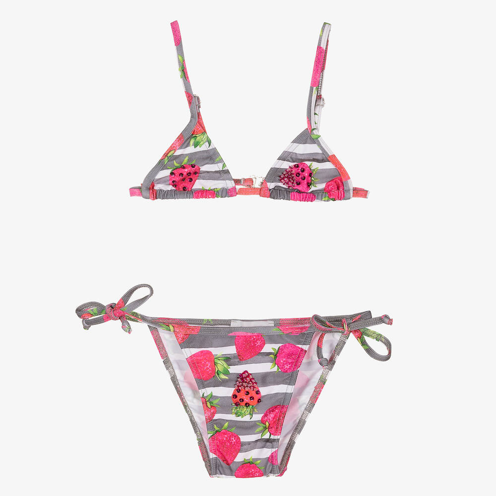 Selini Action - Grey Stripe Strawberry Bikini | Childrensalon