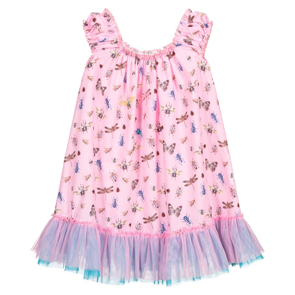 Selini Action - Robe de plage rose à motif papillons | Childrensalon