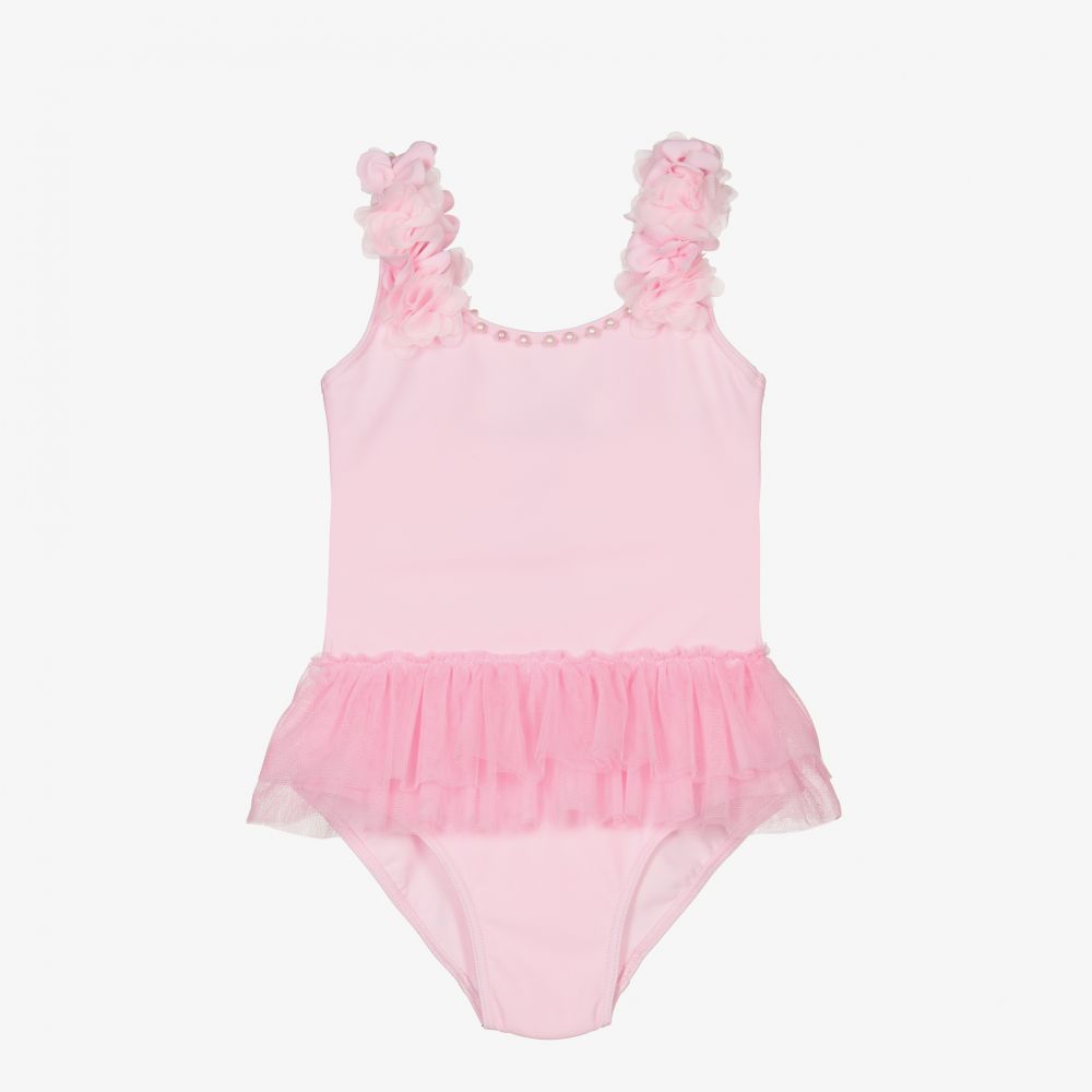 Selini Action - Pink Floral Strap Swimsuit | Childrensalon