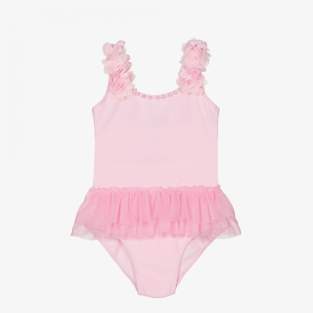 Selini Action-Розовый купальник с цветами на бретелях | Childrensalon Outlet