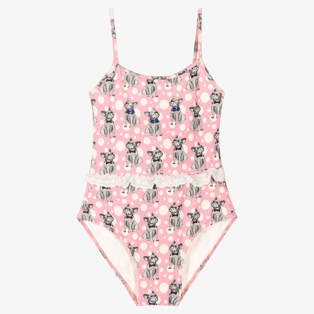 Selini Action - Pink French Bulldog Swimsuit | Childrensalon