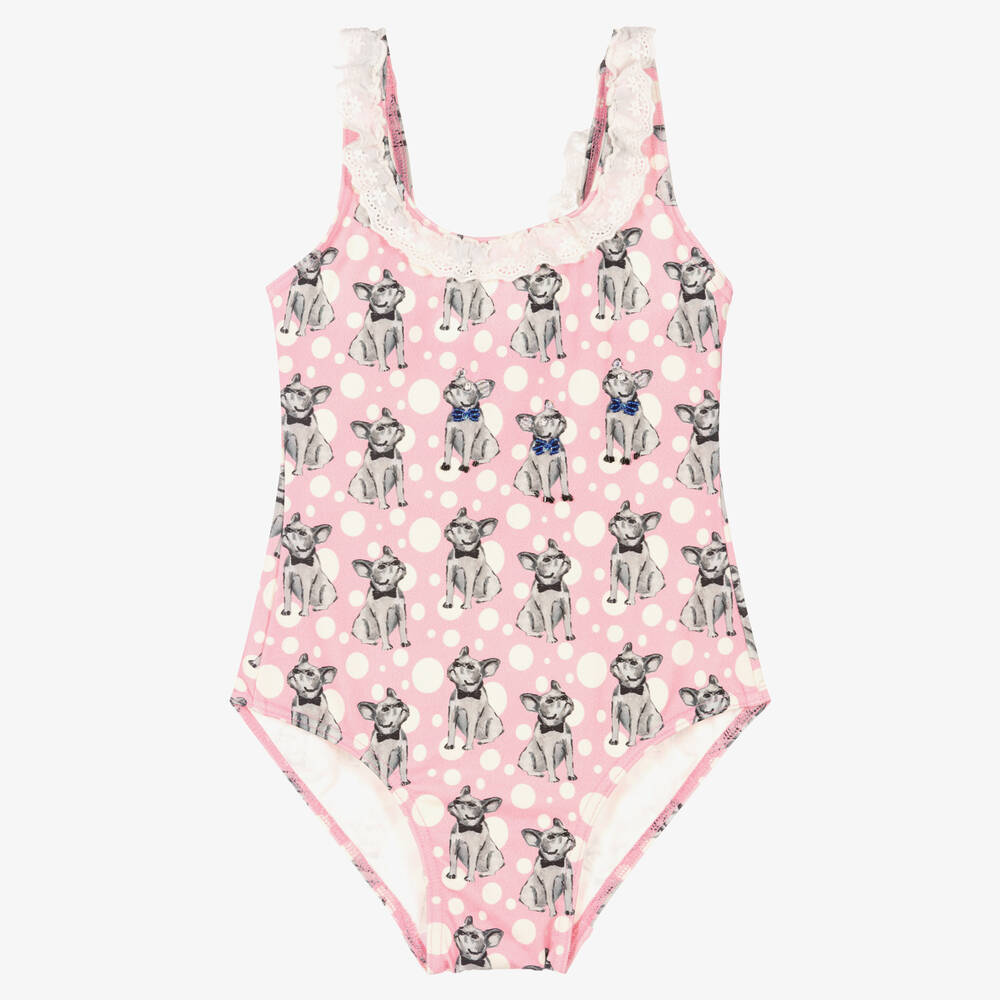 Selini Action - Pink French Bulldog Swimsuit | Childrensalon