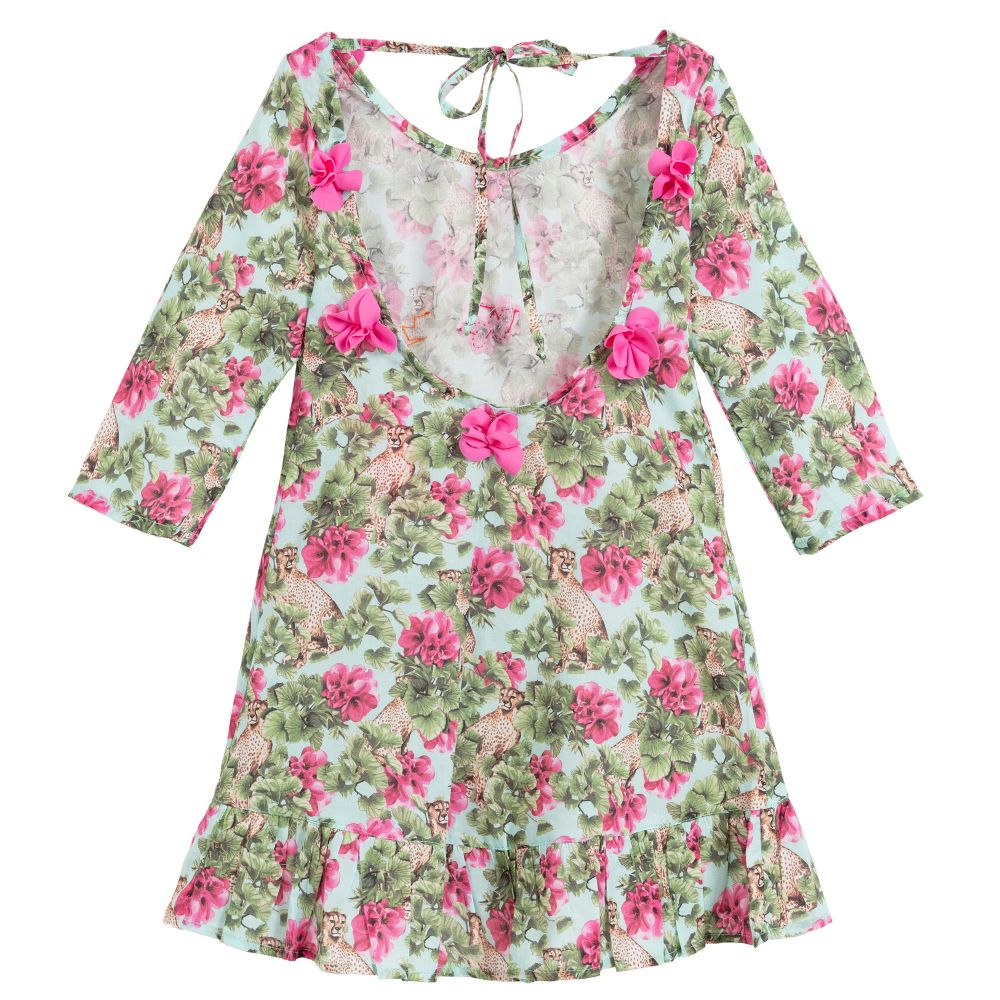 Selini Action-Pink & Green Cotton Dress | Childrensalon Outlet