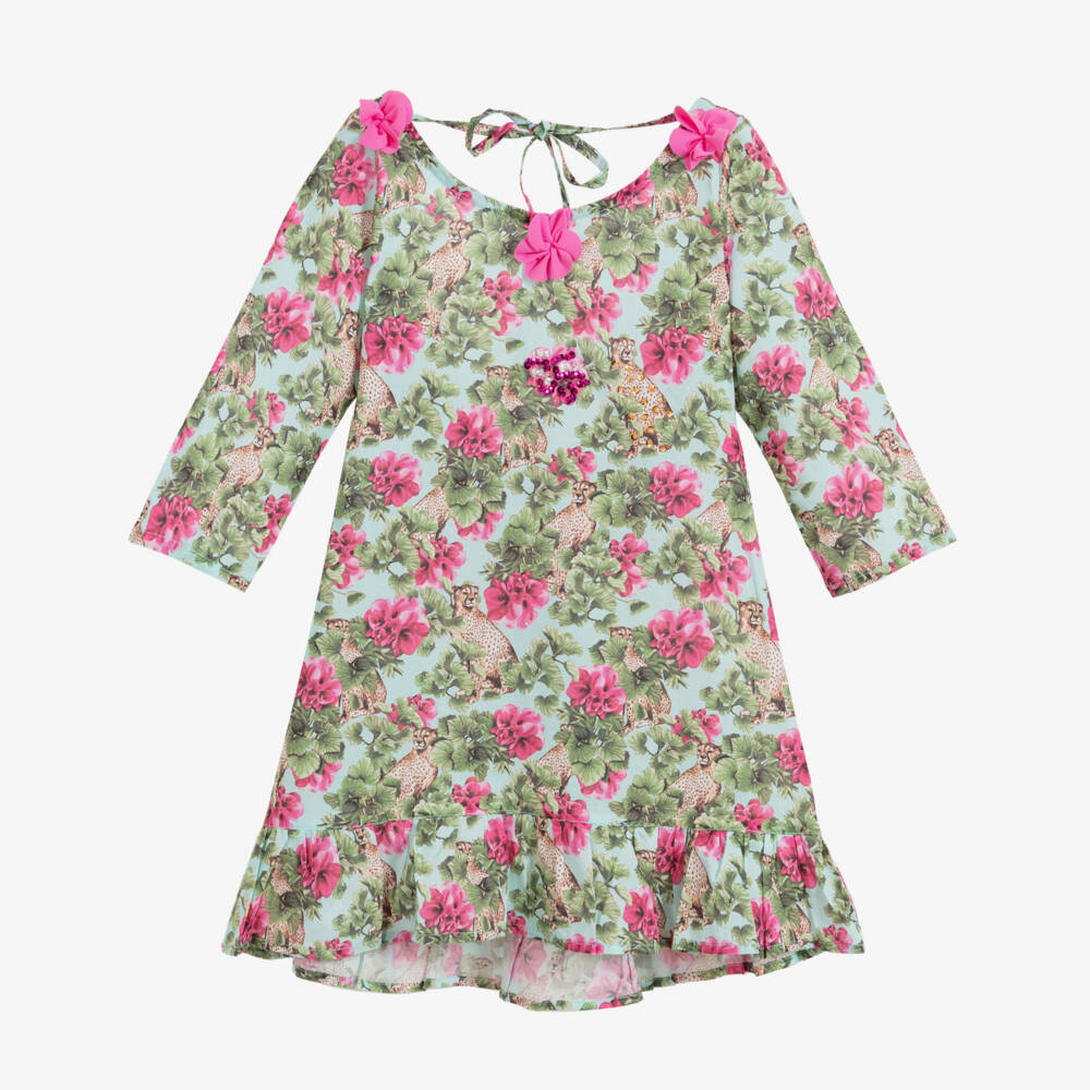 Selini Action-Pink & Green Cotton Dress | Childrensalon Outlet