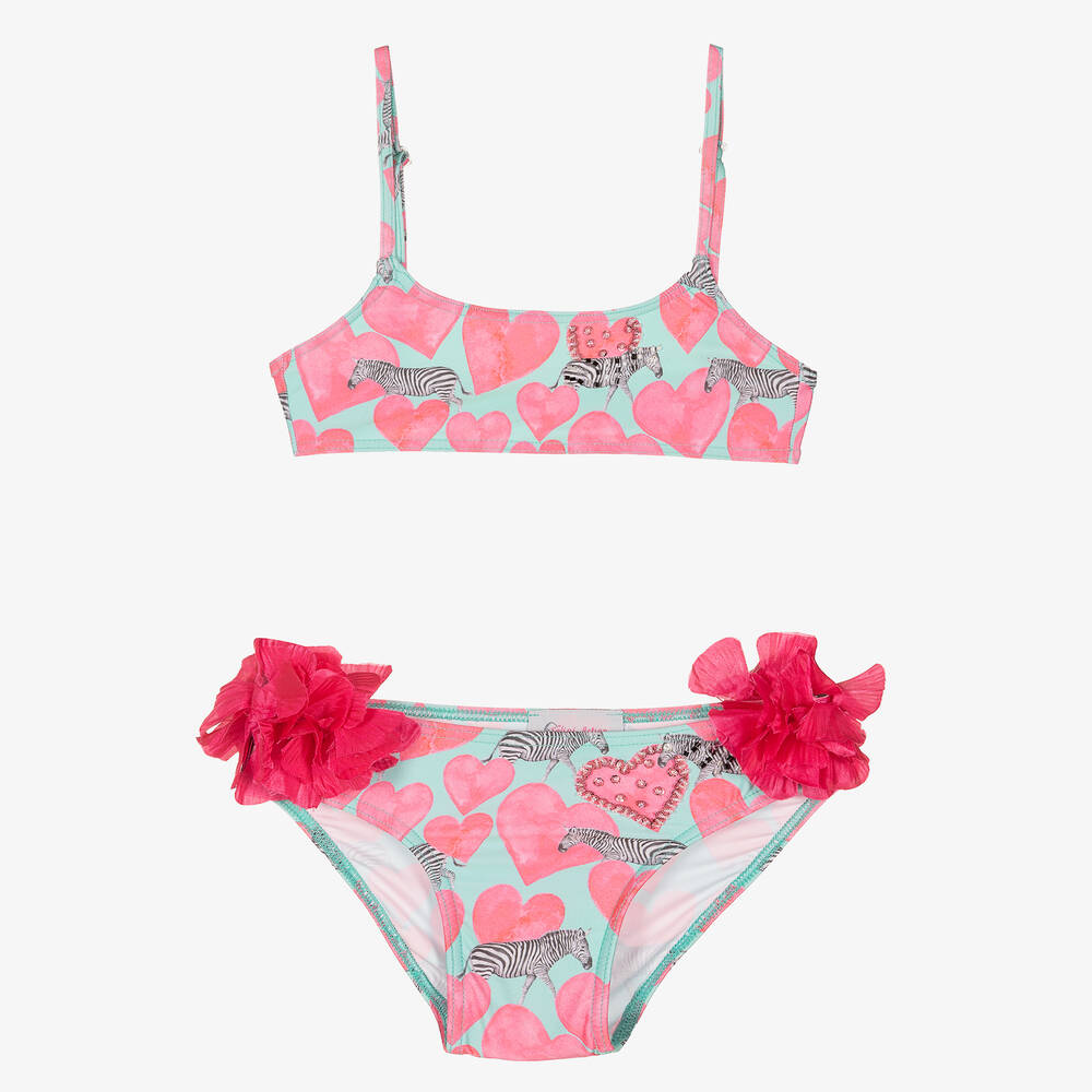 Selini Action-Pink Heart & Zebra Bikini | Childrensalon Outlet