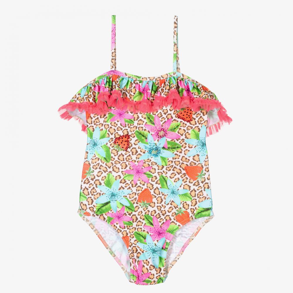 Selini Action - Pink Leopard Print Swimsuit  | Childrensalon