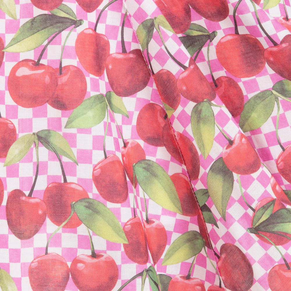 Selini Action-Pink & Red Cherry Cotton Dress | Childrensalon Outlet