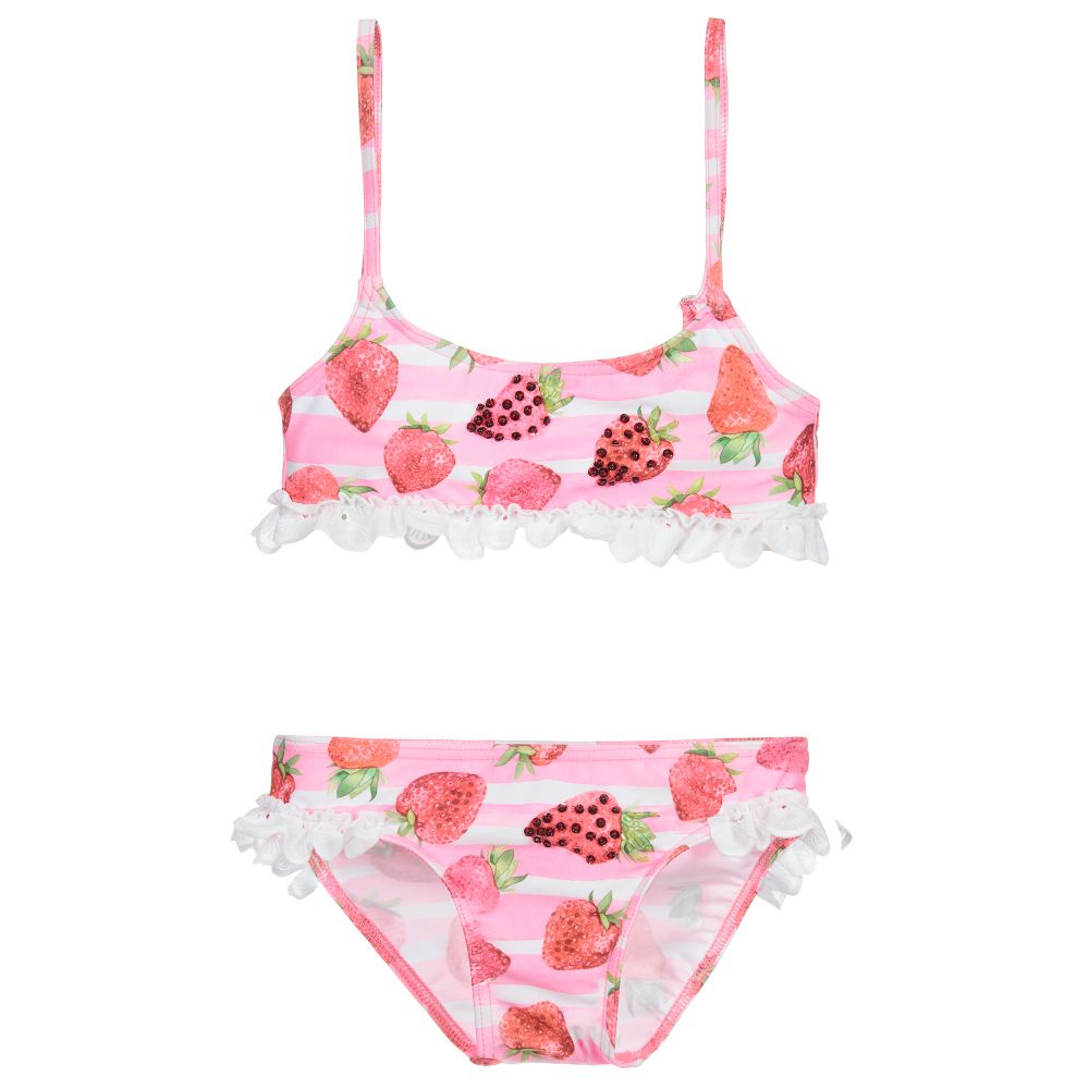 Selini Action - Pink Strawberry Print Bikini | Childrensalon