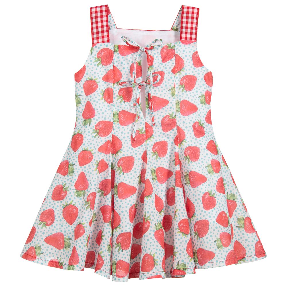 Selini Action-Red Cotton Strawberry Dress | Childrensalon Outlet