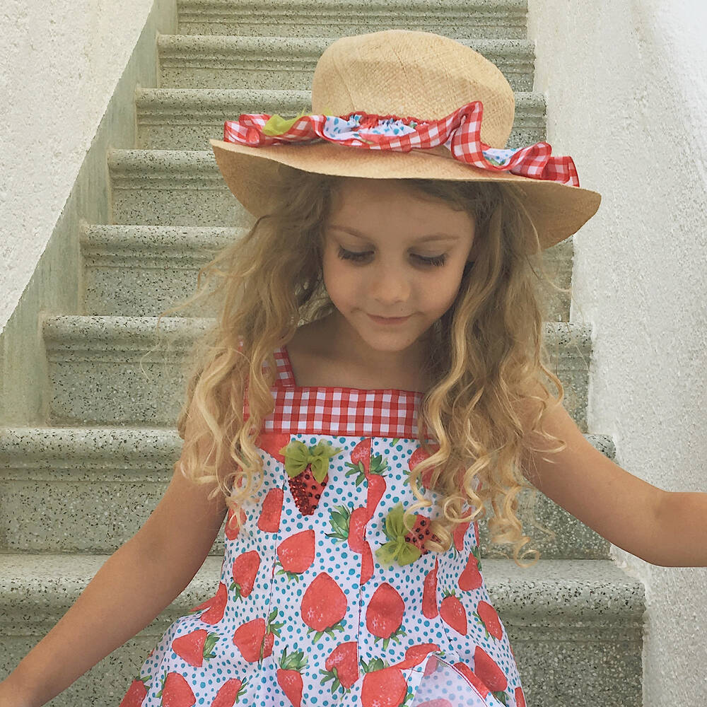 Selini Action-Red Cotton Strawberry Dress | Childrensalon Outlet