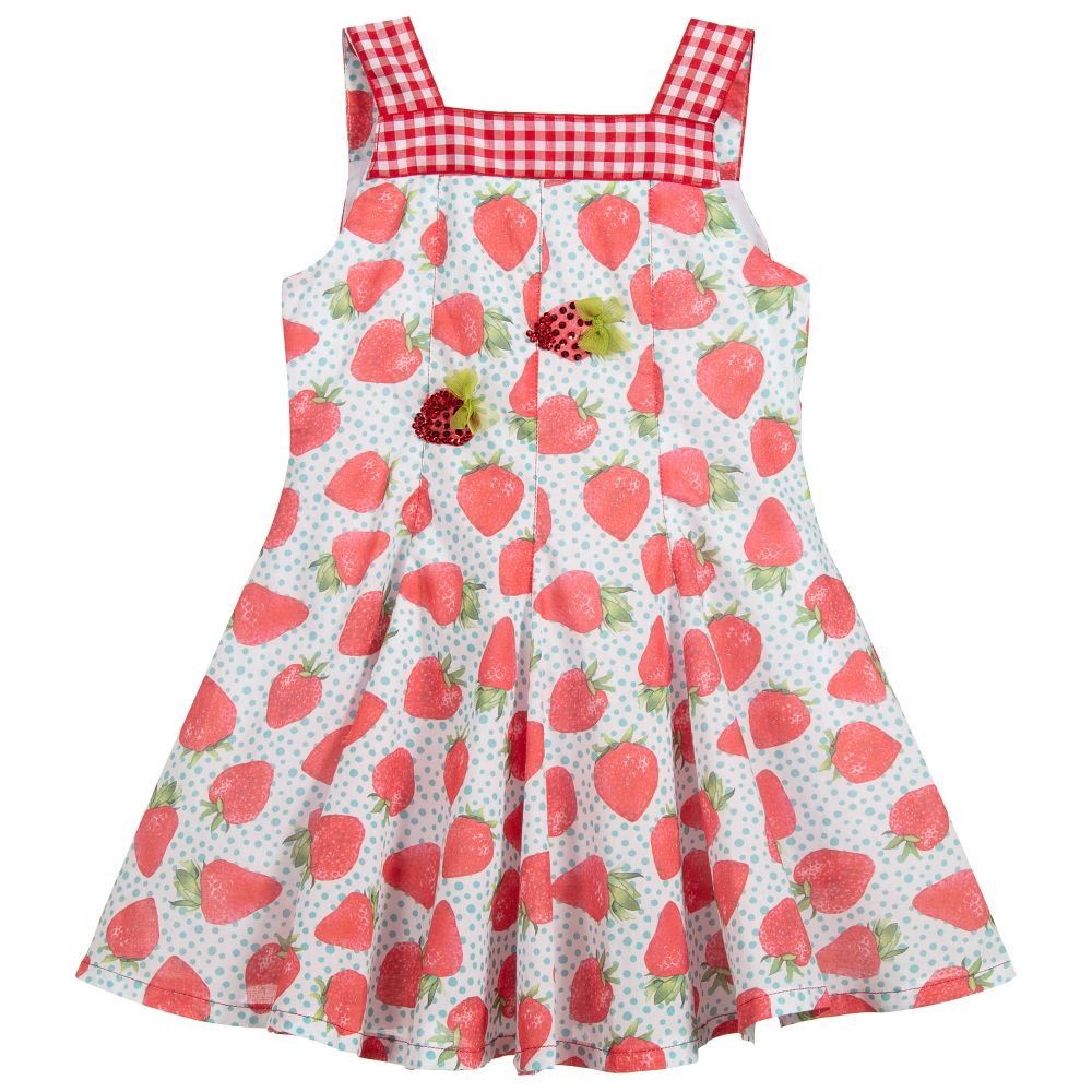 Selini Action-Red Cotton Strawberry Dress | Childrensalon Outlet