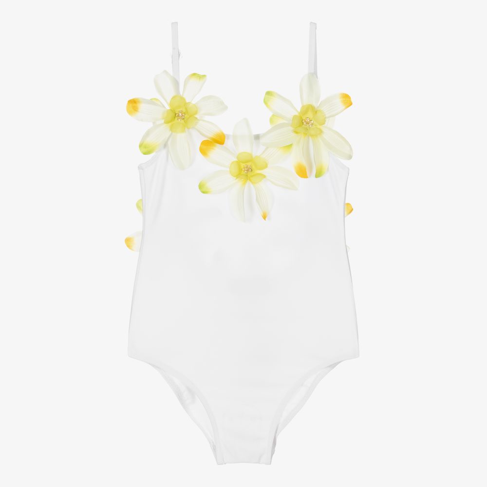 Selini Action - White Flowers Swimsuit | Childrensalon