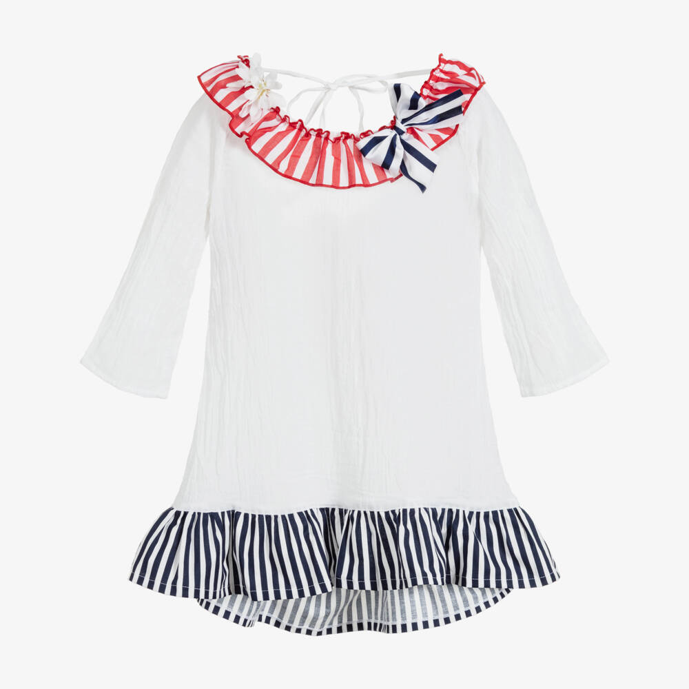 Selini Action-White, Red & Blue Beach Dress | Childrensalon Outlet
