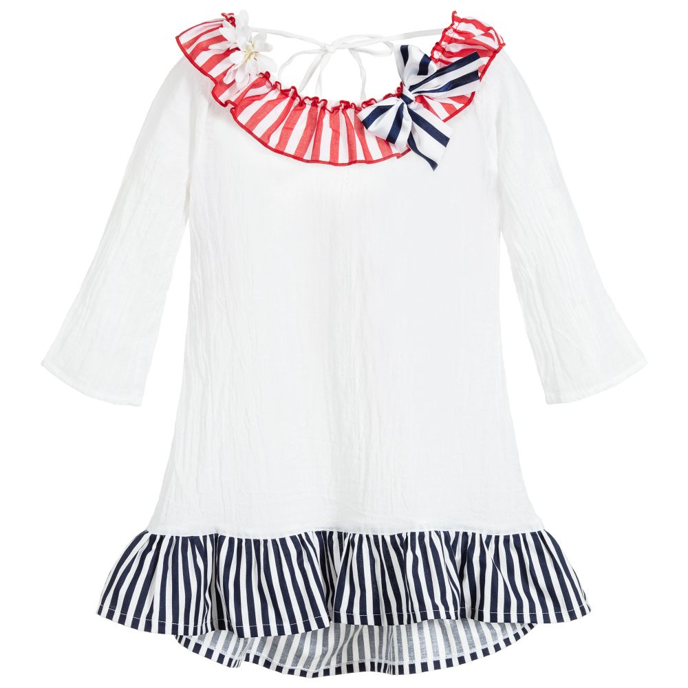 Selini Action - White, Red & Blue Beach Dress | Childrensalon
