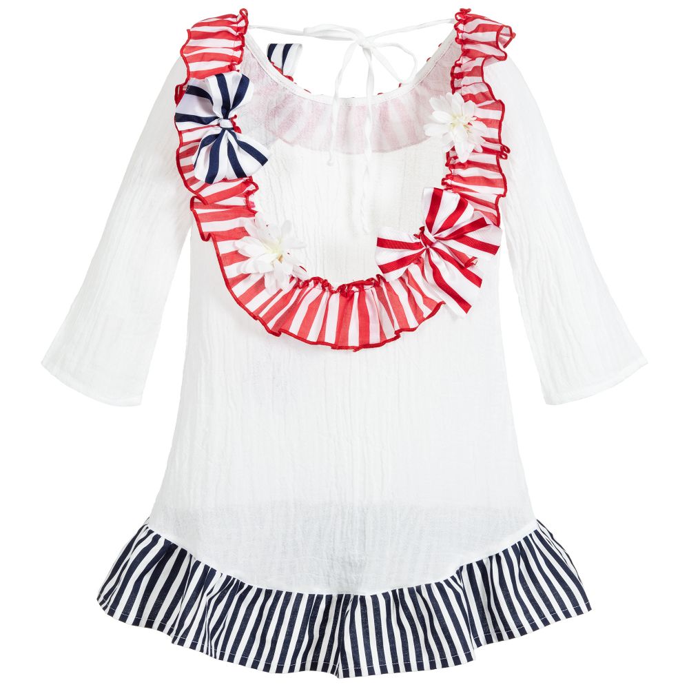 Selini Action-White, Red & Blue Beach Dress | Childrensalon Outlet