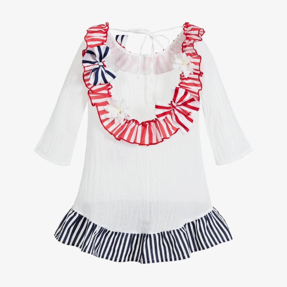 Selini Action-White, Red & Blue Beach Dress | Childrensalon Outlet