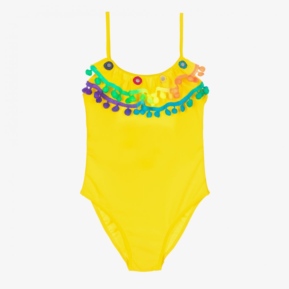Selini Action - Yellow Pom-Pom Swimsuit | Childrensalon