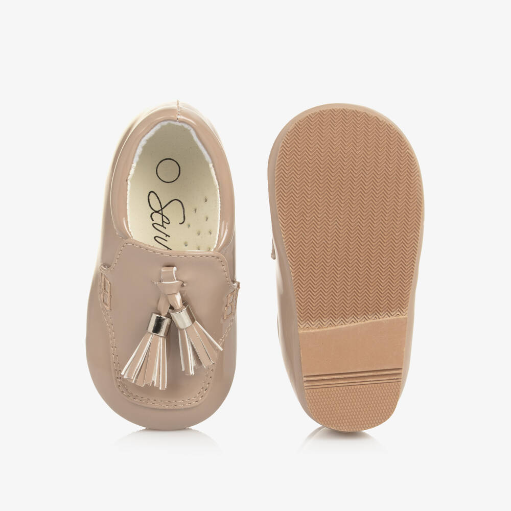 Sevva-Boy Beige Patent First Walker Shoes | Childrensalon Outlet