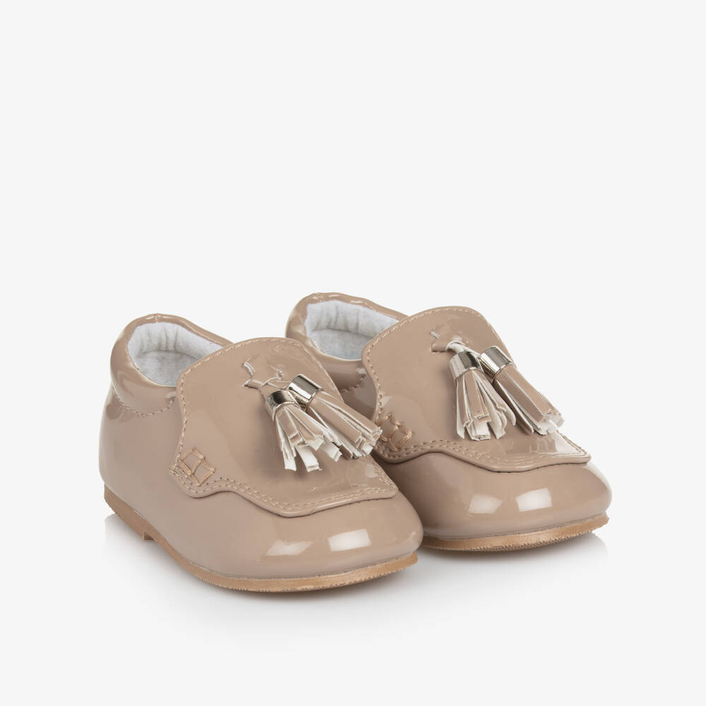 Sevva-Boy Beige Patent First Walker Shoes | Childrensalon Outlet