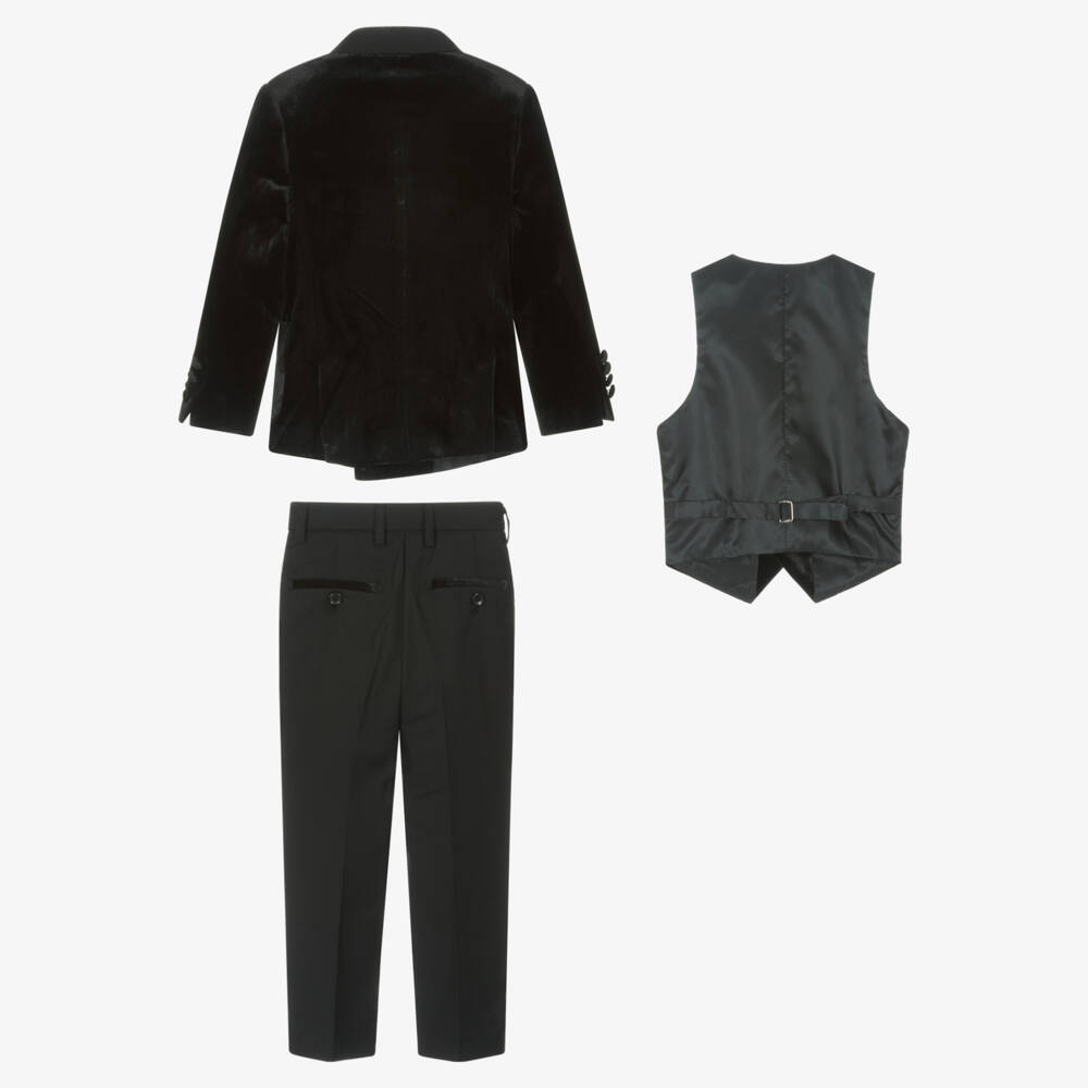 Sevva-Boys Velvet Black Tuxedo Set | Childrensalon Outlet