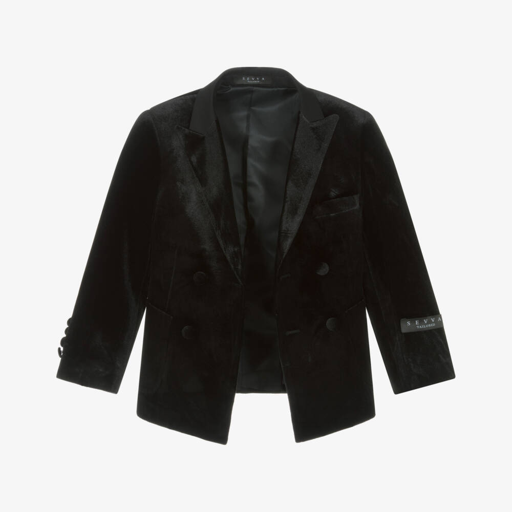 Sevva-Boys Velvet Black Tuxedo Set | Childrensalon Outlet